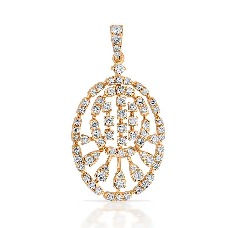 Oval Pendant Set in Rose Gold  & Diamonds